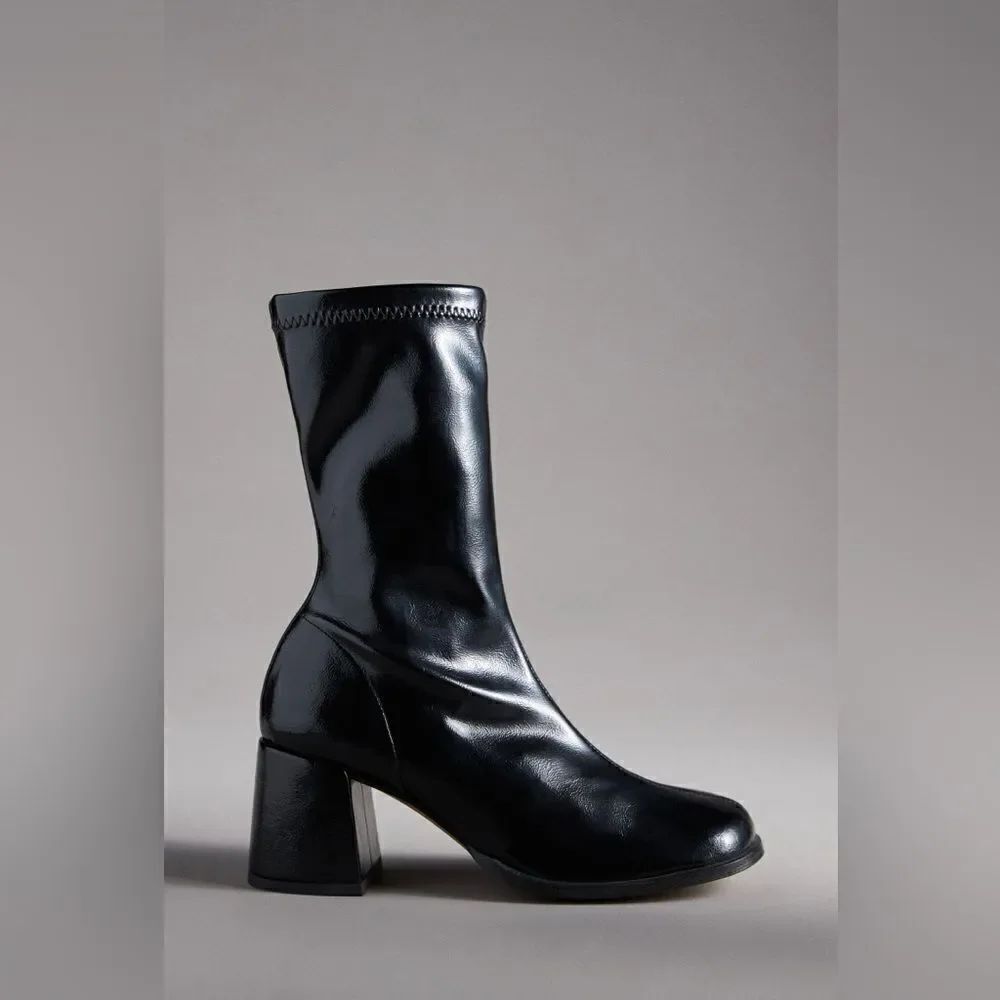 NEW ANTHROPOLOGIE Angel Alarcon ROUND TOE Boots BLACK